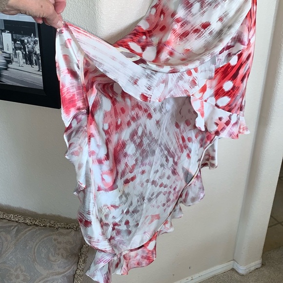 PARKER modern romantic ruffled silk dress, hi-lo, ruffles, sleeveless. M EUC - Picture 7 of 17